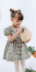 Load image into Gallery viewer, Darling Button Down Cotton Dress | Green and Orange Carrots