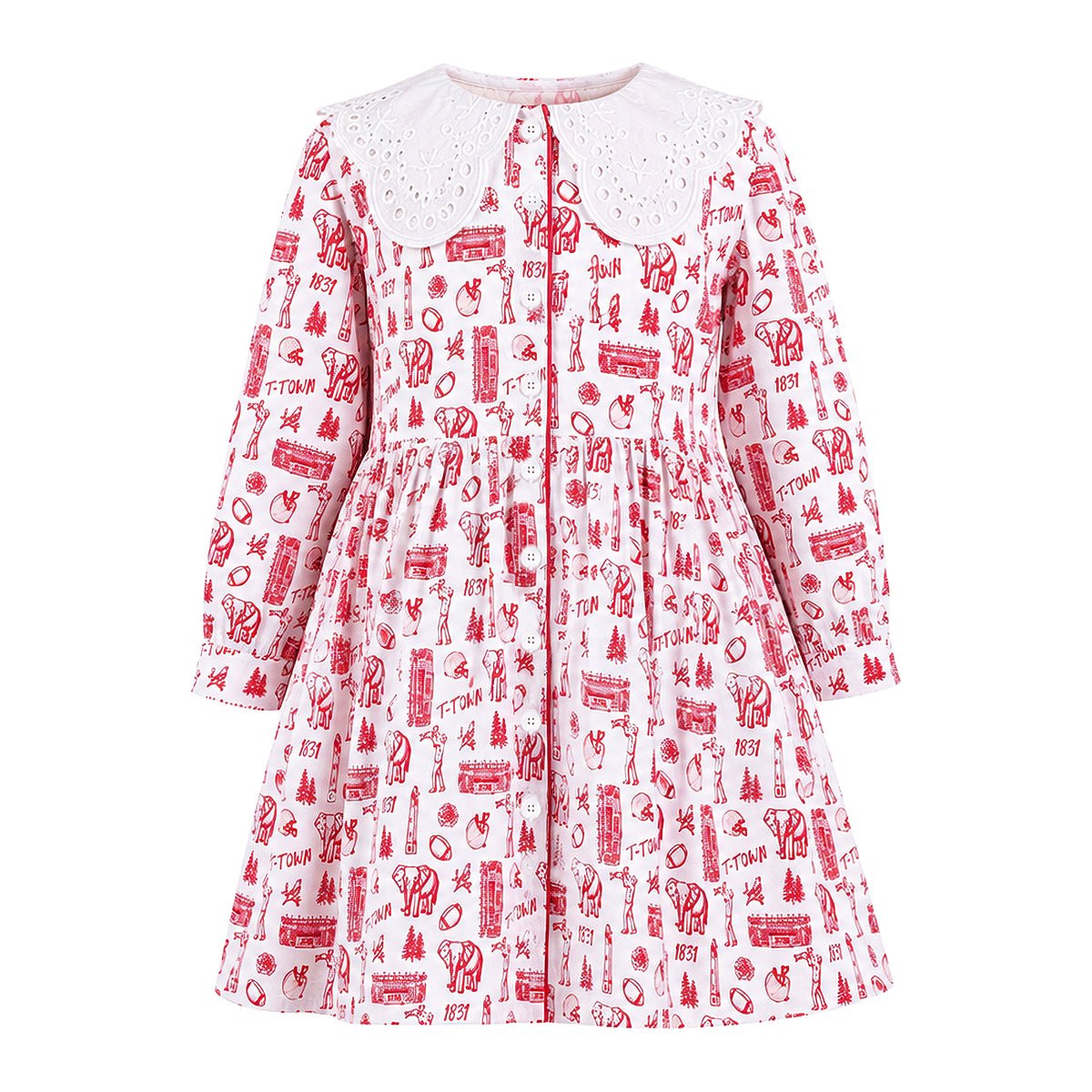 Alabama print smocked dress for girls, Daddy & Me matching outfit by Princess & Papa