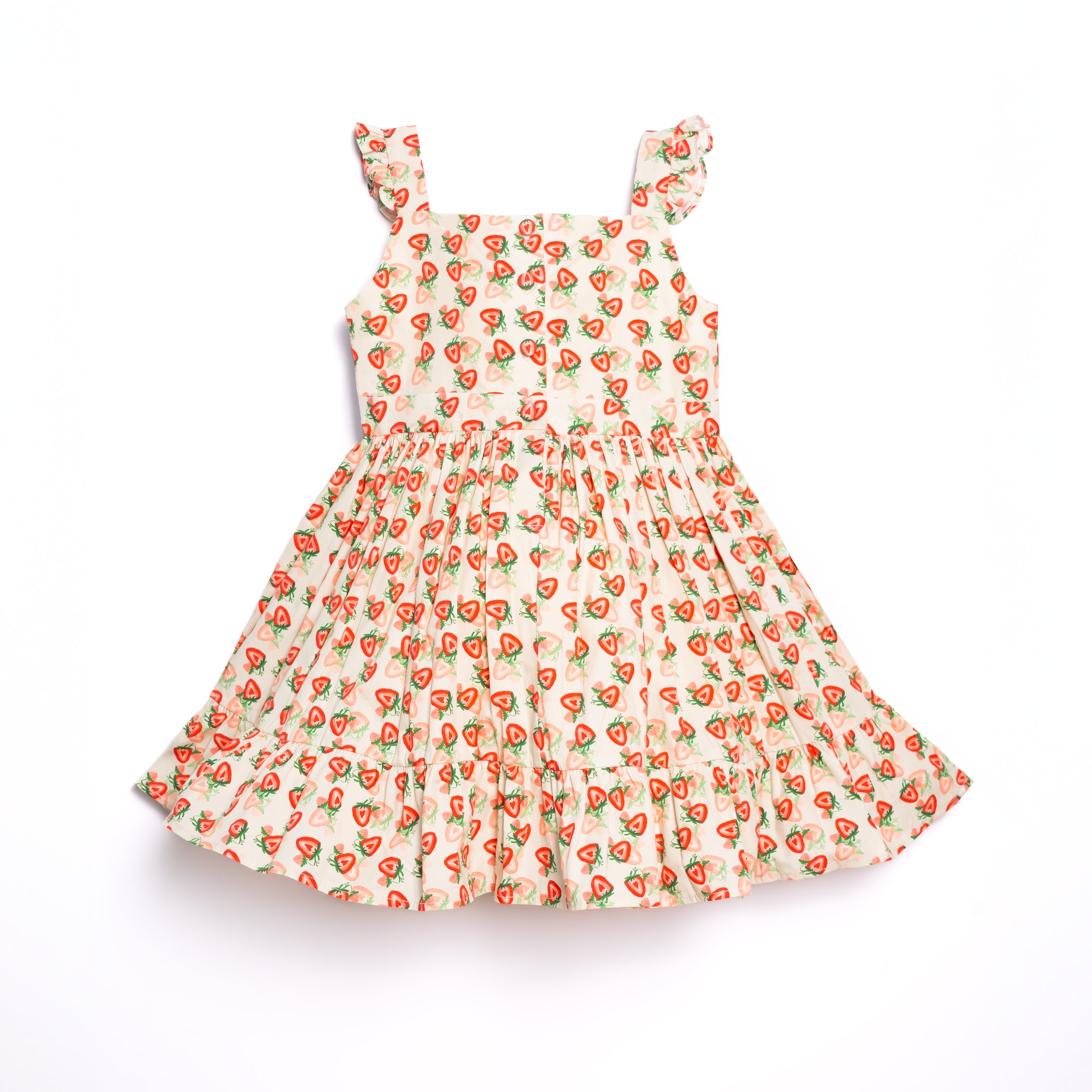 Lovebug Sleeveless Ruffle Dress | Strawberries
