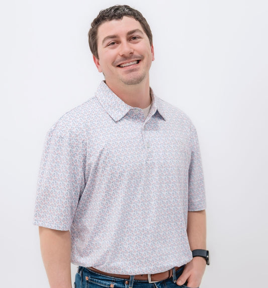 The Papa Bear Performance Polo | Pink and Blue Bunnies