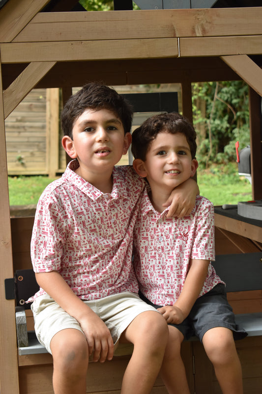 Alabama print performance polo for boys, matching with Dad by Princess & Papa