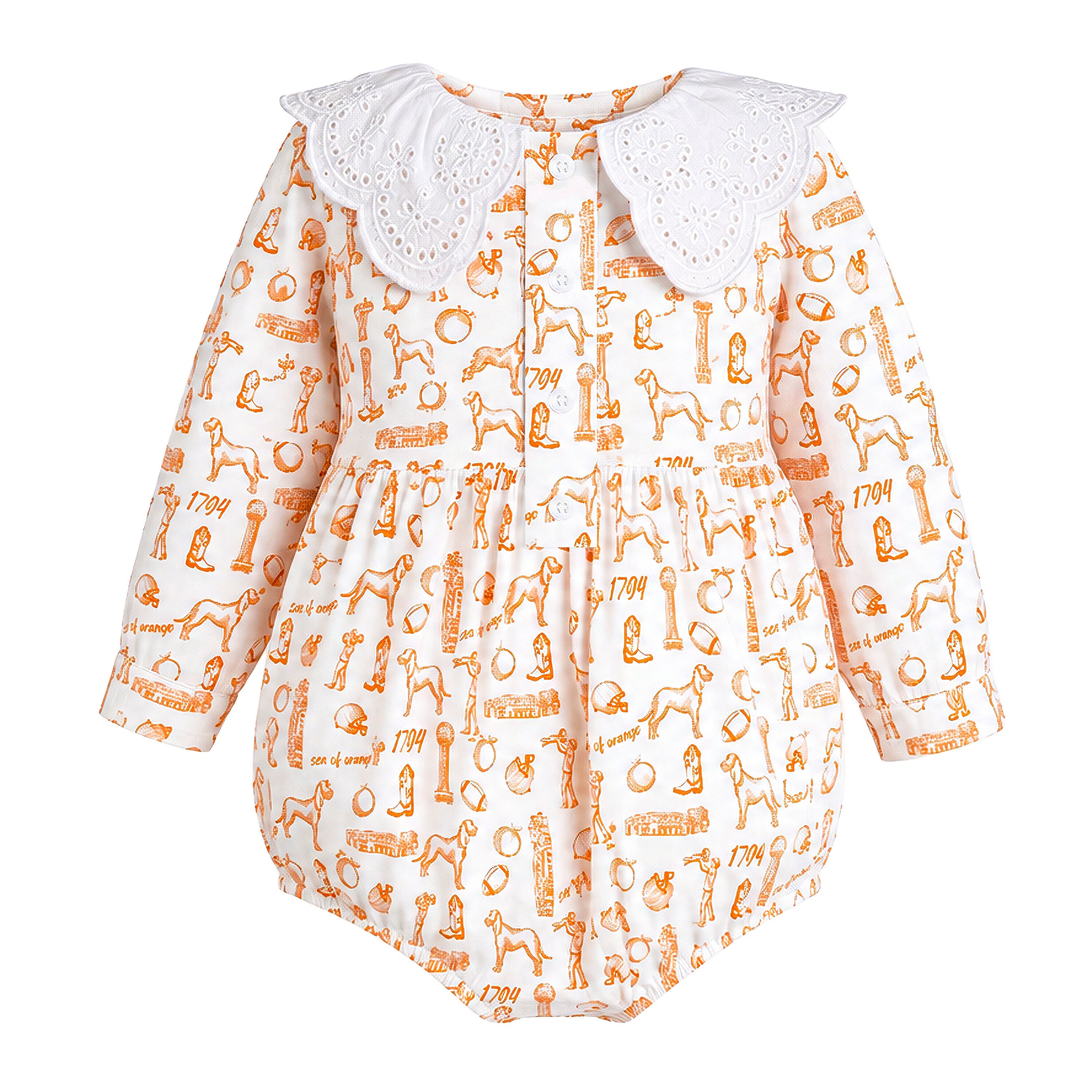 Tennessee print smocked bubble romper for baby girls, Daddy & Me matching outfit by Princess & Papa