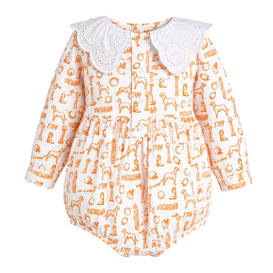 Tennessee print smocked bubble romper for baby girls, Daddy & Me matching outfit by Princess & Papa